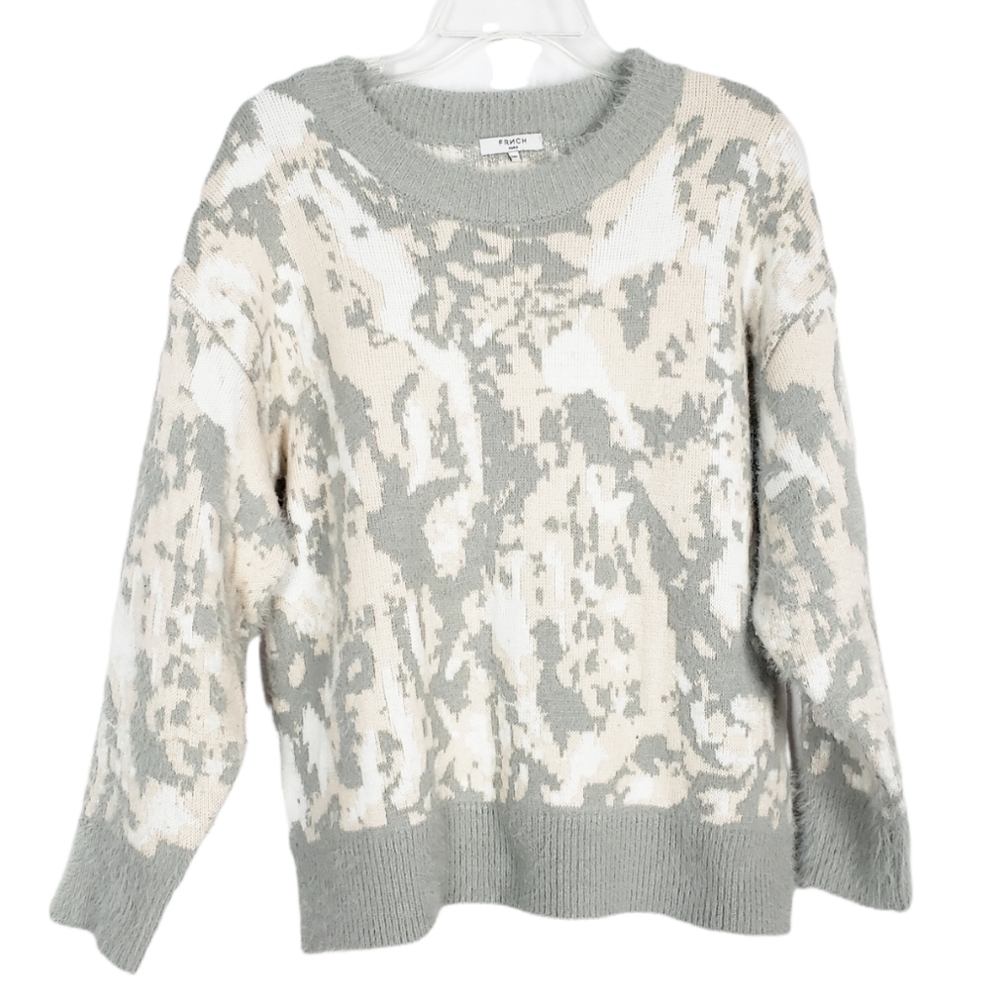 FRNCH Paris Camo Print Oversized Crew Neck Sweater